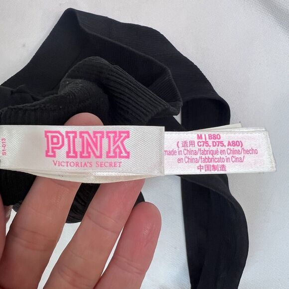 Victoria's Secret PINK Deep V‎ Ribbed Black Bralette Lightly Padded Size MD - Picture 4 of 8